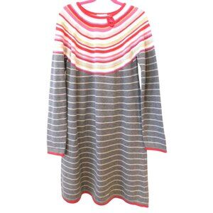 Hanna Andersson Girls Size 140 10 Multi-Color Striped Sweater Dress Long Sleeve
